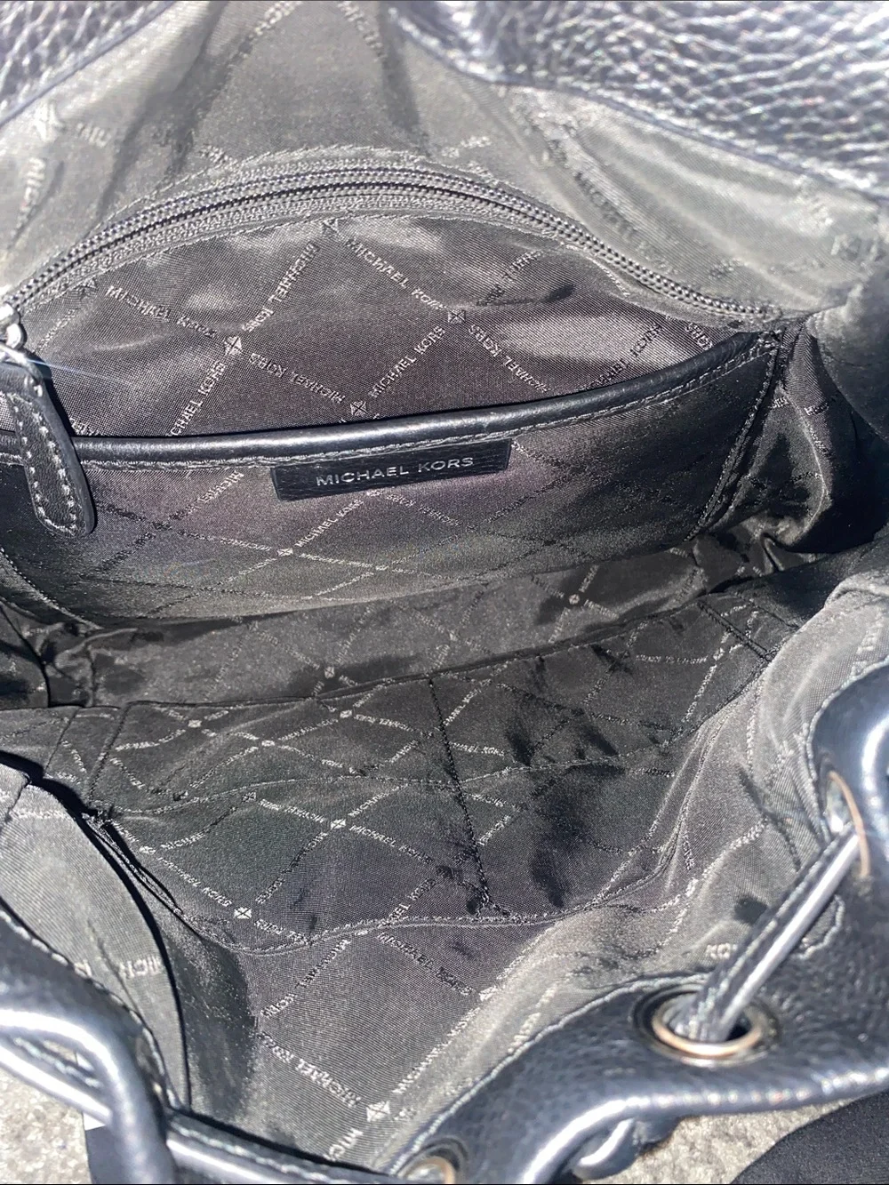 Michael Kors Riley Black Pebbled Leather Studded Backpack. - Picture 3 of 14